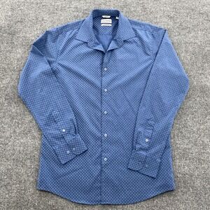 Lucky Brand Button Down Shirt Mens M Blue 4-Way Stretch Slim Fit Office Preppy